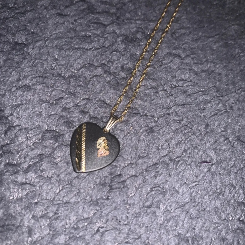 Landstroms Black Hills Gold Heart Pendant Sterling 10K Black Powder Coated
